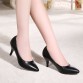 YALNN High Heel Women Shoes New Fashion 2016 women leather 7cm heel Black&White shoes for Office Lady