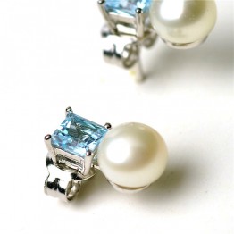 YESWOMEN Natural Topaz Pearl Earrings 925 Sterling Silver Elegance Pearl Jewelry for Women Gift 