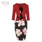 Yilia Women One Piece Patchwork Floral Print Elegant Business Party Formal Office Plus Size Bodycon Pencil Casual Work Dress