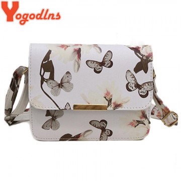 Yogodlns Luxury Women Bags Design Small Satchel Women bag Flower Butterfly Printed PU Leather Shoulder Bag Retro Crossbody Bag32639620882