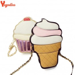 Yogodlns New Cute Cartoon Women Ice cream Cupcake Mini Bags PU Leather Small Chain Clutch Crossbody Girl Shoulder Messenger bag