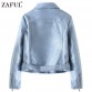 ZAFUL 2017 New Spring Winter Faux Leather Jacket Embroidered Lapel Collar Inclined Zipper Coat Women Bomber Motorcycle Jackets32790471928