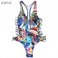 ZAFUL 2017 Women Plus Size Colorful Print One Piece Swimwear Monokini Swimsuit Bathing Suit Female Hollow Out Swim Beach Wear
