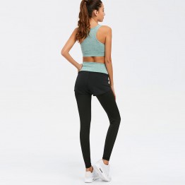 ZAFUL 2 Pieces Women Yoga Set Crop Top+High Waist Legging Pants Sports Sets Gym Running Dance Fitness Clothing Workout Sportwear