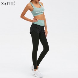 ZAFUL 2 Pieces Women Yoga Set Crop Top+High Waist Legging Pants Sports Sets Gym Running Dance Fitness Clothing Workout Sportwear