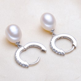 ZHBORUINI 2017 Pearl Earrings Genuine Natural Freshwater Pearl 925 Sterling Silver Earrings Pearl Jewelry For Wemon Wedding Gift
