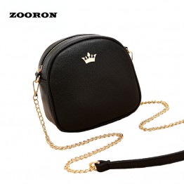 ZOORON Women Small Bag 2017 Summer New Girls PU Leather Messenger Bags Lady Circular Mini Chain Shoulder Bag Crossbody Bag