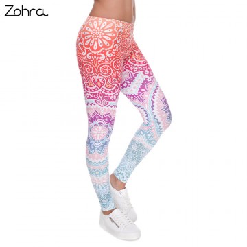 Zohra Brands Women Fashion Legging Aztec Round Ombre Printing leggins Slim High Waist  Leggings Woman Pants32719974117