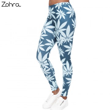 Zohra Fashion Leggings Mint Weed Printing Fitness legging High Stretch Leggins High Waist Slim Sexy Legins Trouser Women Pants32757910634