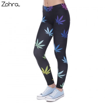 Zohra New Arrival Legging Color Weeds Printed leggins for Women Fashion leggings Sexy Slim legins Women Pants 100 Brand New32735070521