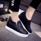autumn winter Korean Fashion Solid soft Leather Platform Wedge Casual Shoes Women Height Increasing Loafers Slip on Shoes Woman