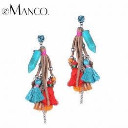 eManco tassel earrings for women hanging bohemian red drop earrings jewelry 2017 multicolor fringe boho dangle earring jewellery