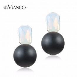 eManco women's stud creat crystal earrings black & white beads minimalist piercing earring trendy jewelry 2017