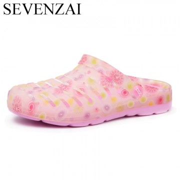 jelly sandalias 2017 women shoes floral print slide beach sandals plastic summer moccasins ladies casual water shoes for women32797736520