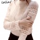 lollas S-5XL New Fashion Spring Autumn Women White Lace blouses Cutout Long-sleeve Shirt OL Work Wear Women Blouse Tops32439733209