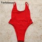 swim suit for short torso women Red bodysuit Sexy high cut leg one piece swimsuit Backless Swimwear Bathing suit Monokini V112